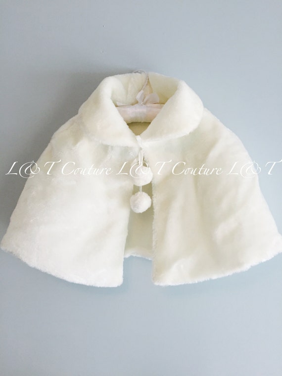 flower girl faux fur cape
