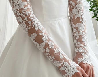 Detachable Floral Rose Lace Bridal Sleeves: Custom Wedding Dress Sleeves