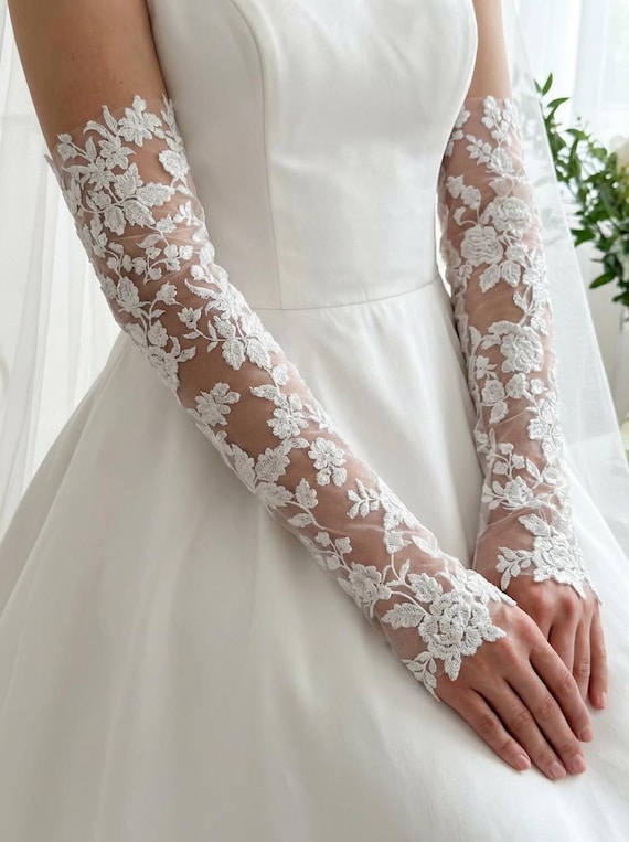 Detachable Floral Rose Lace Bridal Sleeves: Custom Wedding Dress Sleeves