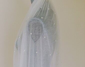 Pearl Soft Veil | Soft Veil with Pearls | Veil | Boho Veil | Bridal Veil with Pearls | One Tier Veil | Single Tier Veil |