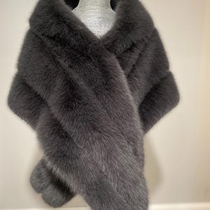 dark grey charcoal faux fur shawl bridal luxury faux fur stole faux fur wrap shawl bridal stole