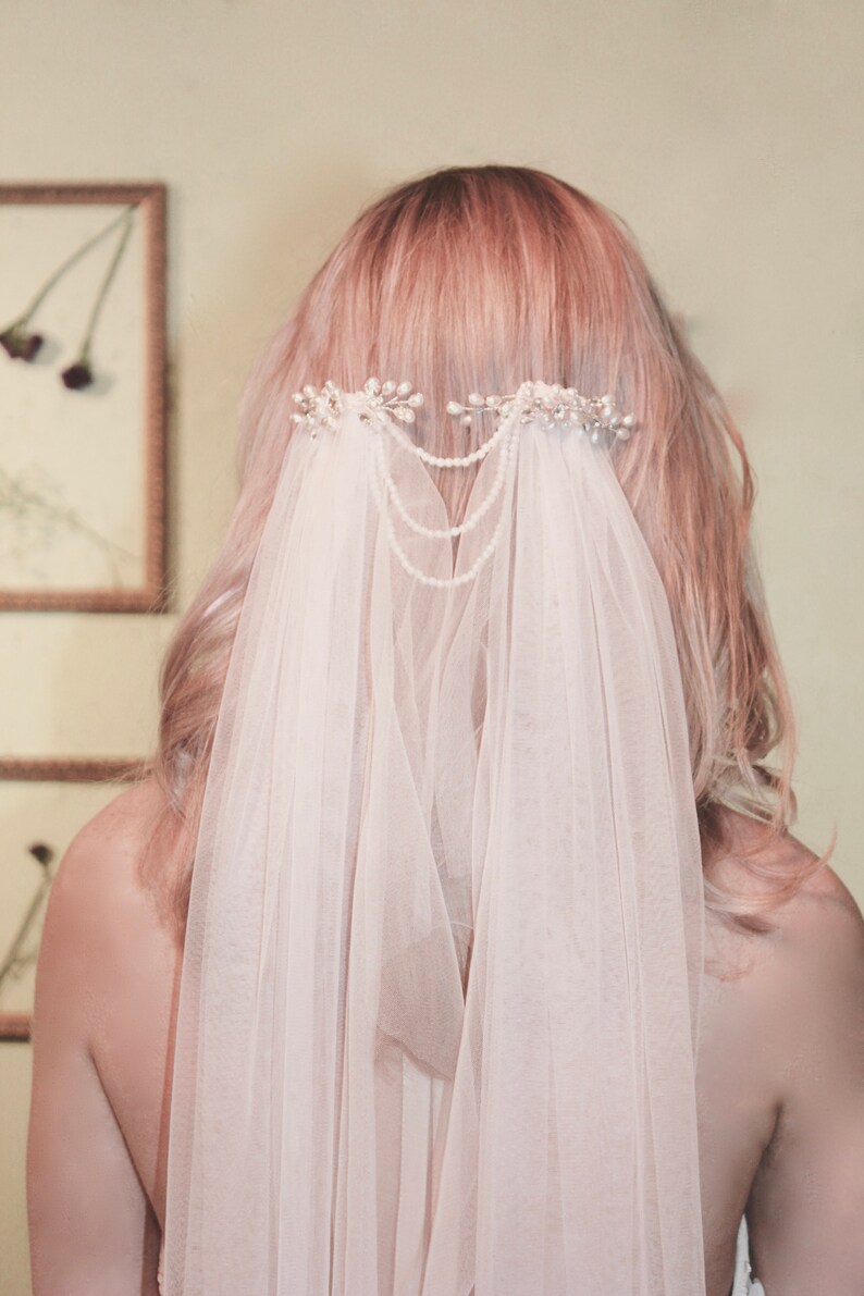Blush Draped Bridal Wedding Veil Boho Draped Veil Boho Etsy Australia