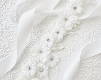Off white Floral Wedding Sash | Bridal Sash | Lace Sash | Ribbon Sash | Bridal Sash | Custom Wedding Sash | Skirt Sash | Floral Sash |