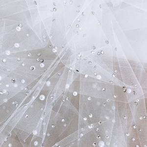 Swarovski Crystal & Pearl Couture Wedding Veil - Handmade in USA