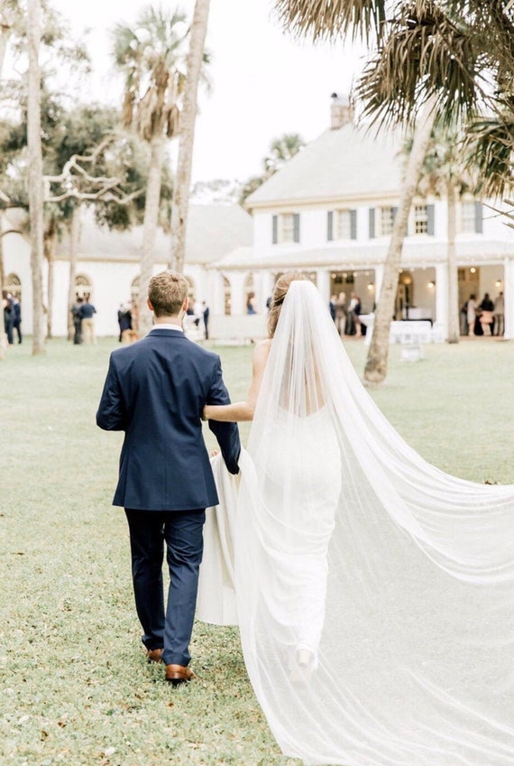 Cathedral Wedding Veil: Soft English Net, Raw Edge, 108 