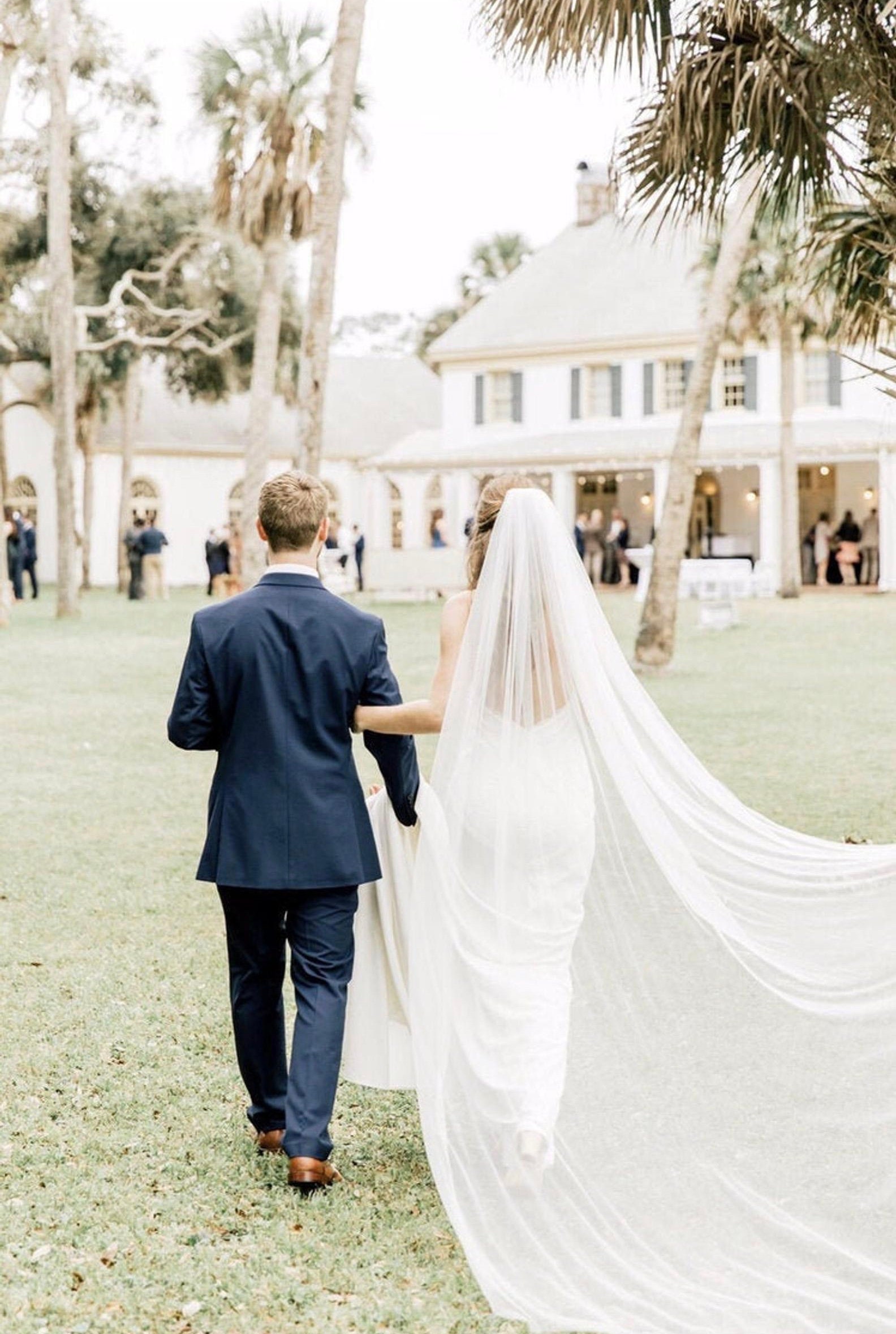 Soft One Tier Veil | Cathedral Veil | Classic Veil | Raw Edge Silky V…