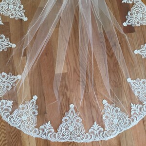lace veil bridal cathedral veil chapel veil with lace modern veil