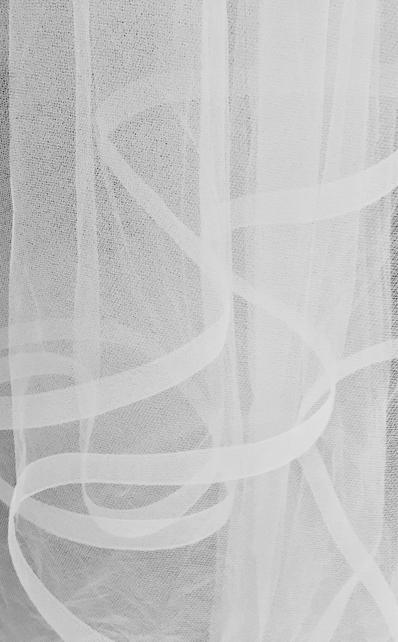 1 Inch Horsehair Veil, Drop Veil, Cathedral Drop Veil, Horse Hair Edge Veil, Drop Veil, White Veil, Sheer Drop Veil image 2