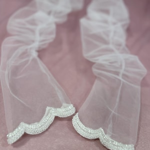tulle bridal long sleeves with beaded trim lace bridal sleeves