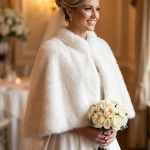 Ivory Faux Fur Bridal Cape: Soft Wedding Cover-Up
