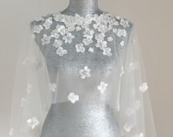 Venice Lace Bridal Cape: Floral Wedding Bolero