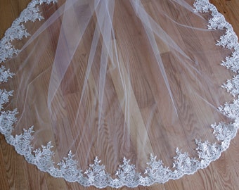 Eyelash Alencone Lace Veil | Cathedral Lace Veil | Chapel Wedding Veils | ivory Veil | One Tier Chapel Veils | Wedding | Bridal Veils