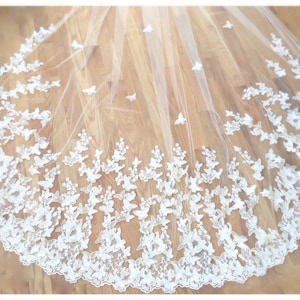 butterfly lace cathedral wedding veil