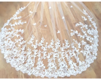 butterfly lace cathedral wedding veil