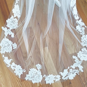 Soft Lace Veil | Chapel Lace Veil | Chapel Wedding Veils | Off White Veil | One Tier Chapel Veils | Wedding Veil | Bridal Veils