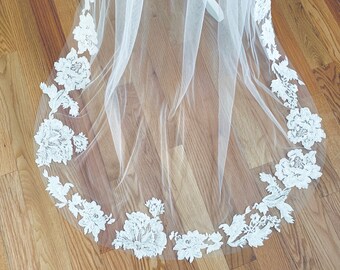 Soft Lace Veil | Chapel Lace Veil | Chapel Wedding Veils | Off White Veil | One Tier Chapel Veils | Wedding Veil | Bridal Veils