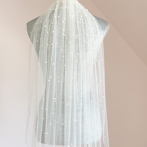 Soft Veil with Scattered Pearls: English Netting, USA Made