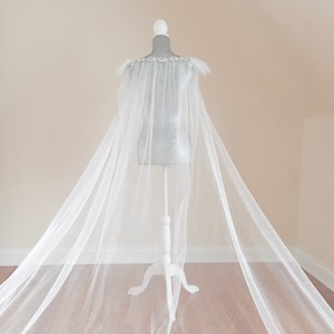 Veil Cape | Cathedral Veil Cape | Bridal Cape | Silky Sheer Veil Cape | Shoulder Veil | Wedding Cape | Tulle Cape | Soft Veil Cape