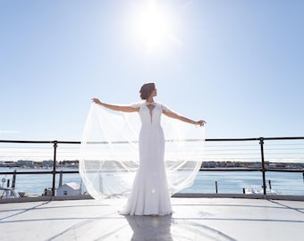 Cathedral Length Bridal Cape: Silky Tulle Wedding Veil