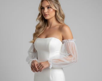 Manches de mariée en tulle amovibles : Manches de robe de mariée ivoire