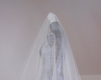 Drop Veil Swarovski Crystals | Drop Veil | Cathedral Veil | Sheer Veil with Crystals | Wedding Veil | White Veil | Fingertip Chapel Veil