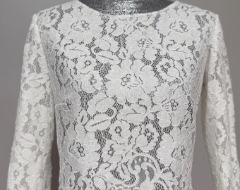 Off White Lace Bridal Top: Long Sleeve Wedding Separates