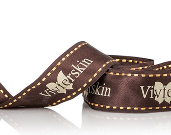 Personalized Saddle Stitch Satin Ribbon - 50 Yard Custom Printed Saddle Stitch Satin Ribbon with any logo or font style for weddings events