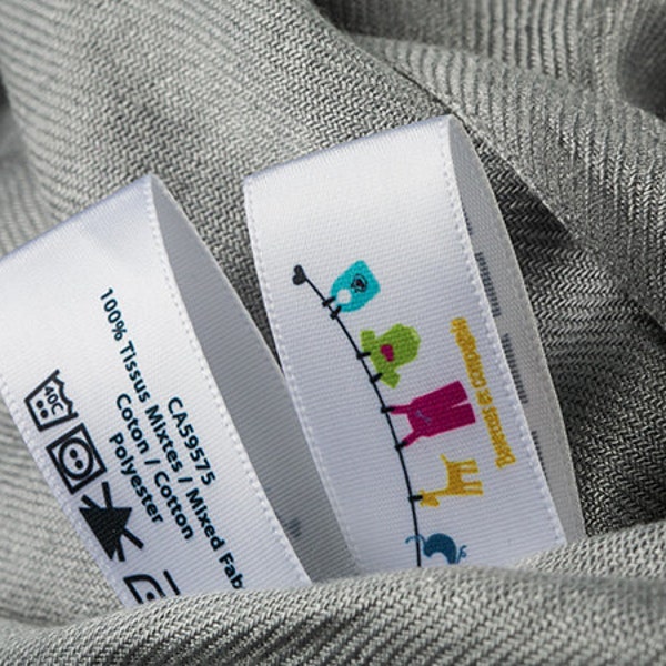 Custom Sewing Labels, Personalized Printed Labels in Full Color, Fabric Knitting Product Tags, Printed Custom Tags, 1000 Washable Labels
