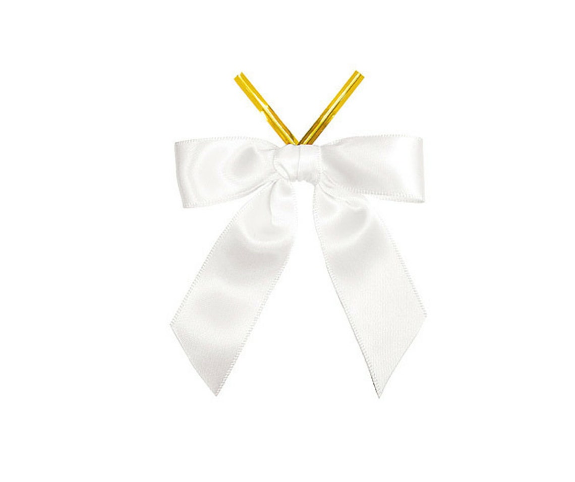 50 White Satin Ribbon Bows Premade White Ribbon Bows Etsy