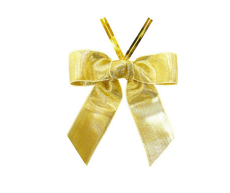 50 Metallic Gold Satin Ribbon Bows Premade Gold Ribbon Bows Etsy