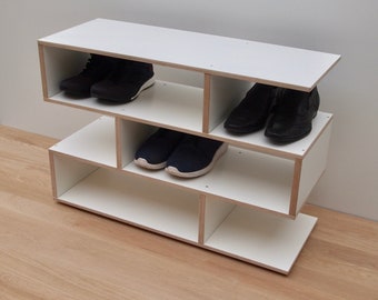 The Zigzag Schuhregal Weiss - White Shoe Cabinet with a Zigzag Pattern