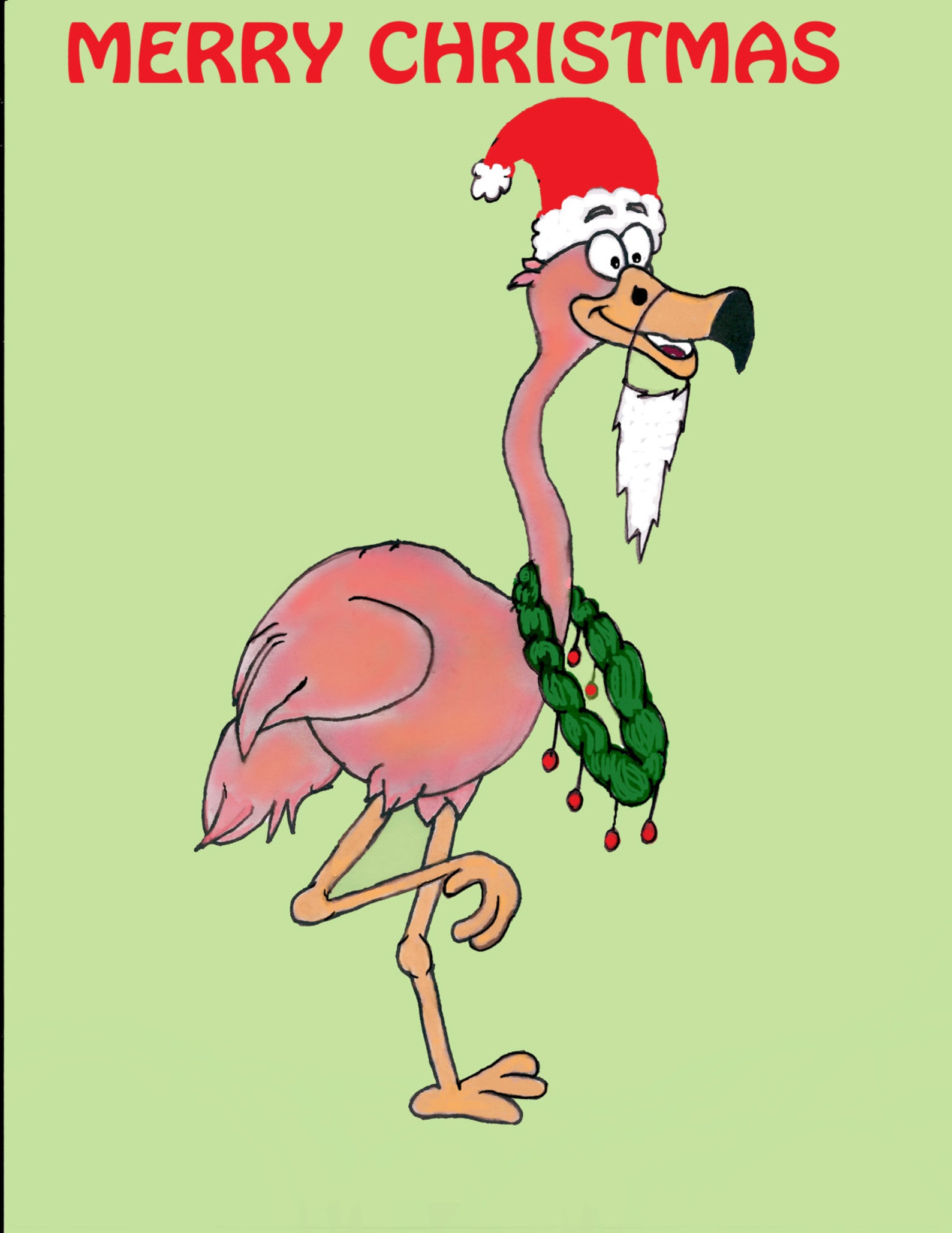 Set of 10 Flamingo Christmas Cards Etsy