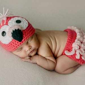 Crochet Flamingo Photography Prop/Newborn Photo Prop/Infant Halloween Costume/Baby Shower Gift/Cake Smash Photo Prop/Pink Flamingos