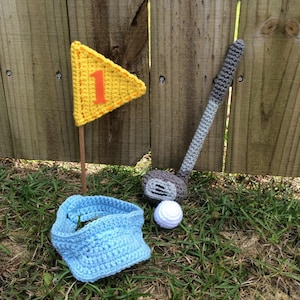 Crochet Golf Set Photography Prop/Infant Halloween Costume/Baby Shower Gift/Newborn Photography Prop/Golf Cake Smash/Golf Course