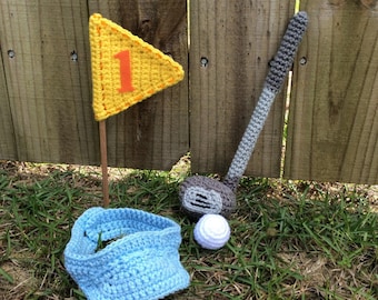 Crochet Golf Set, Newborn Photo Prop, Baby Shower Gift
