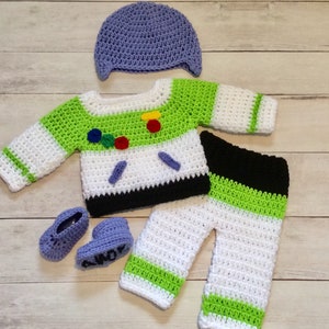 Crochet Buzz Lightyear Photography Prop/Toy Story Buzz Newborn Photo Prop/Cake Smash Session Props/Infant Halloween Costume/Baby Shower Gift