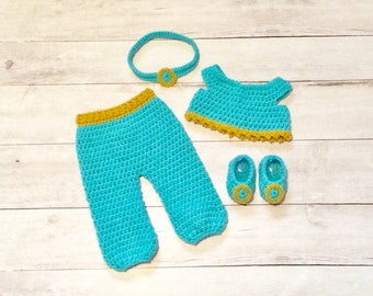 Crochet Princess Jasmine Costume: Newborn Photo Prop, Baby Shower Gift