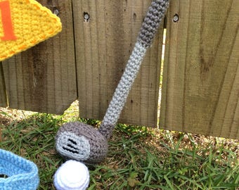 Ensemble de golf au crochet/club de golf pour bébé au crochet/accessoire photo nouveau-né/accessoire photo