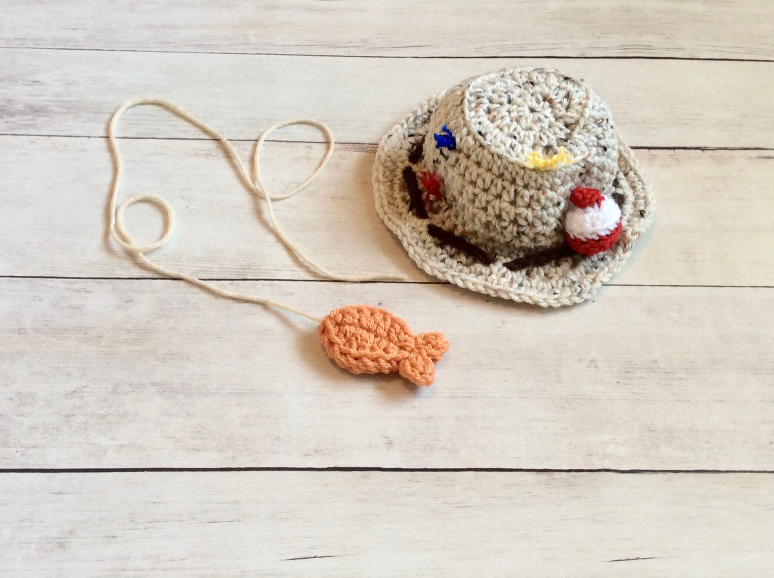  Baby Newborn Handmade Crochet Photography Props Fishing  Fisherman Costume Outfit Fish Hat Diaper Multicolor : Electronics