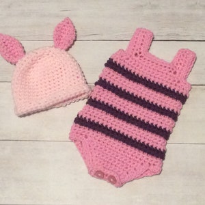 Crochet Piglet Set/Crochet Piglet Newborn Photo Prop/Infant Halloween Costume/Baby Shower Gift/Cake Smash Session/Photography Prop/Pooh