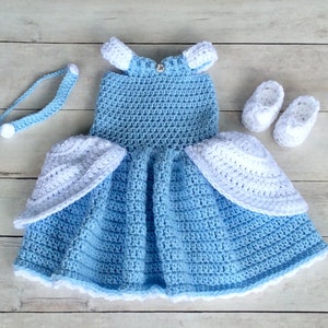 Crochet Cinderella Baby Costume/Newborn Photography Prop/Infant Halloween Costume/Baby Shower Gift/Cinderella Cake Smash/Disney Princess