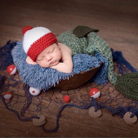 Crochet Bass Newborn Photo Prop/bass Cocoon and Bobber Hat/fish Cocoon Set/ infant Halloween Costume/baby Shower Gift/large Mouth Bass -  Canada