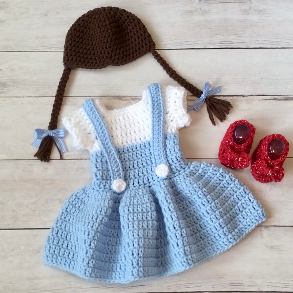 Crochet Dorothy Wizard of Oz Set/Newborn Photography Prop/Infant Halloween Costume/Dorothy Costume/Baby Shower Gift/Cake Smash Props/Ruby