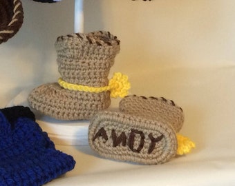 Crochet Toy Story Woody Boots/Cowboy Boots/Infant Halloween Costume/Cake Smash Photo Prop/Newborn Photography Prop/Crochet Boots