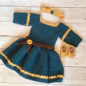 Crochet Princess Merida Brave Baby Costume/Merida Set/Newborn Photography Prop/Scottish Princess/Infant Halloween Costume/Baby Shower Gift