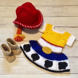 Crochet Toy Story Jessie Set/Newborn Photo Prop/Infant Halloween Costume/Baby Shower Gift/Cake Smash/Crochet Jessie /Diaper Cover Set