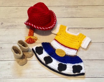 Crochet Toy Story Jessie Costume Set: Newborn Photo Prop