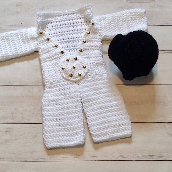 Crochet Elvis Newborn Photography Prop/Crochet Elvis Baby Jumpsuit/Infant Halloween Costume/Baby Shower Gift/Cake Smash Photo Prop/Elvis Wig