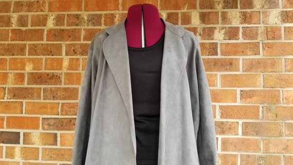 70s Grey Suede Belted Trench By Jerry Silverman