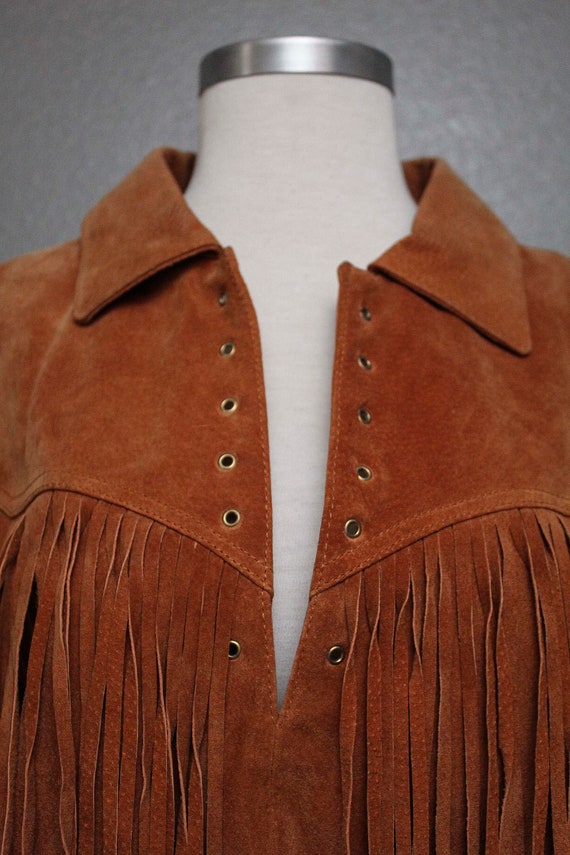 Fkvintage 1970s Suede Leather Fringe Jacket/Pullo… - image 5
